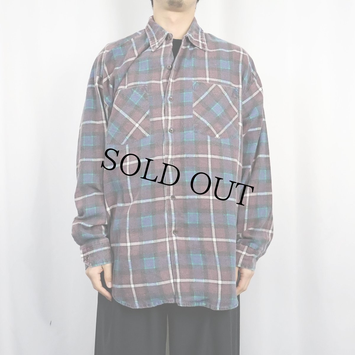 画像2: S.Wm. Casuals チェック柄 プリントネルシャツ XL (2)