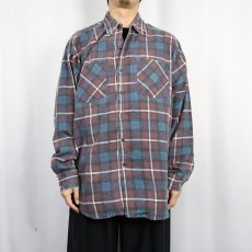 画像2: S.Wm. Casuals チェック柄 プリントネルシャツ XL (2)