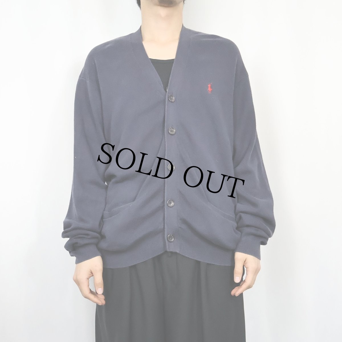 画像2: POLO Ralph Lauren ピマコットン ニットカーディガン NAVY XL (2)