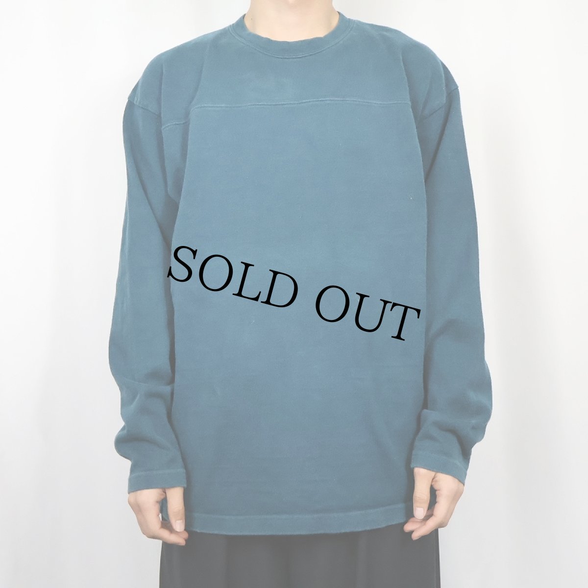 画像2: 90's COLUMBIA KNIT USA製 無地 フットボールロンT M (2)