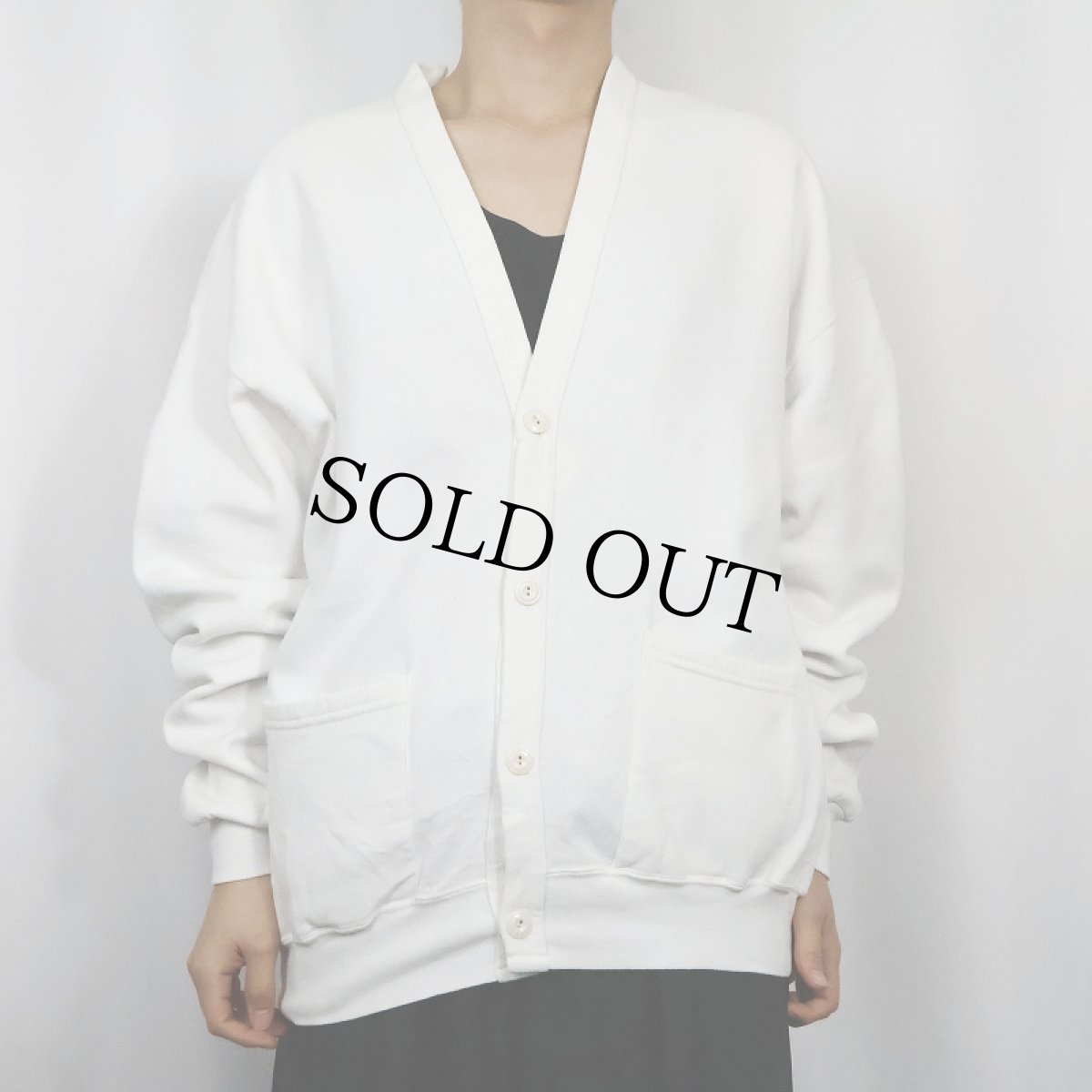 画像2: 90's JERSEES USA製 無地スウェットカーディガン ONE SIZE (2)