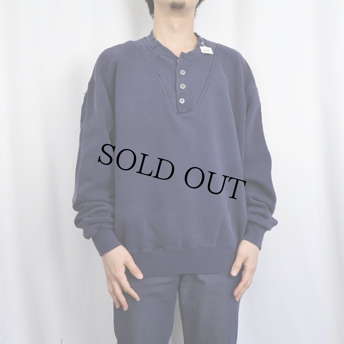 画像2: 90's L.L.Bean×RUSSELL ATHLETIC USA製 ヘンリーネックスウェット NAVY XL TALL (2)