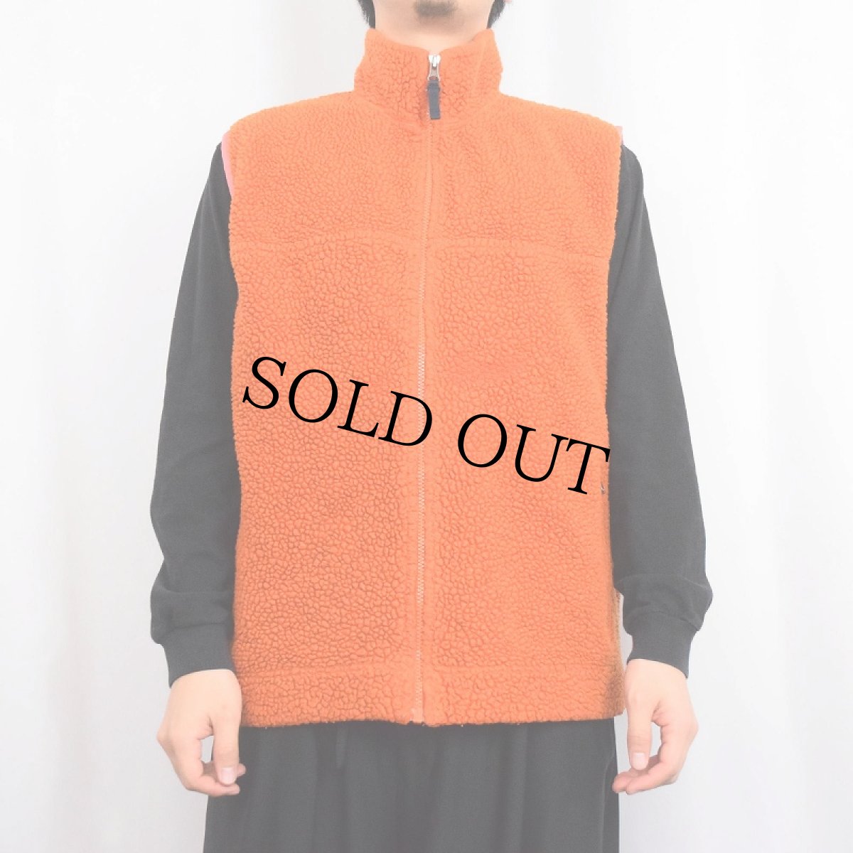 画像2: 90's GAP 無地ボアベスト L (2)