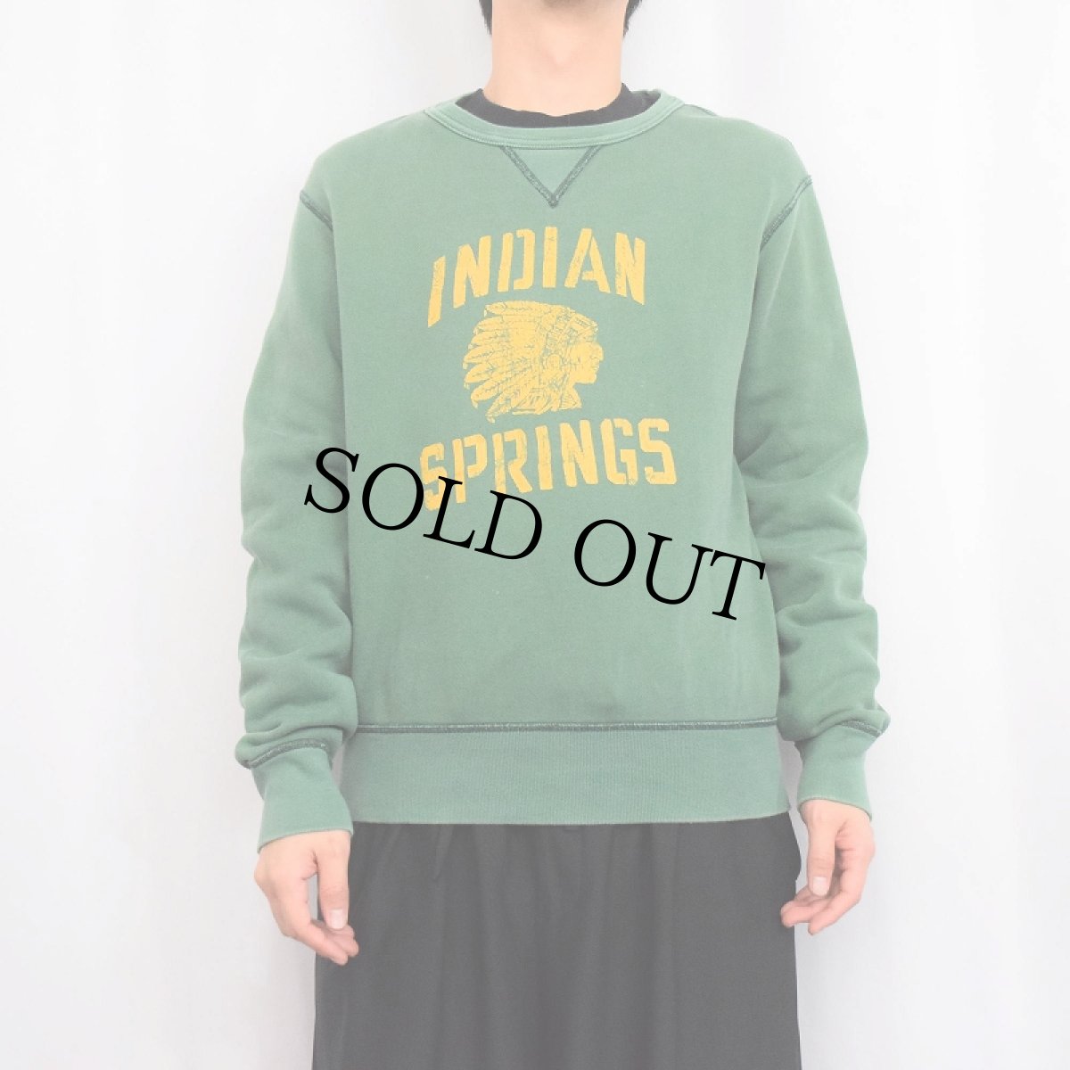 画像2: POLO Ralph Lauren "INDIAN SPRINGS" 前V インディアンヘッド プリントスウェット M (2)