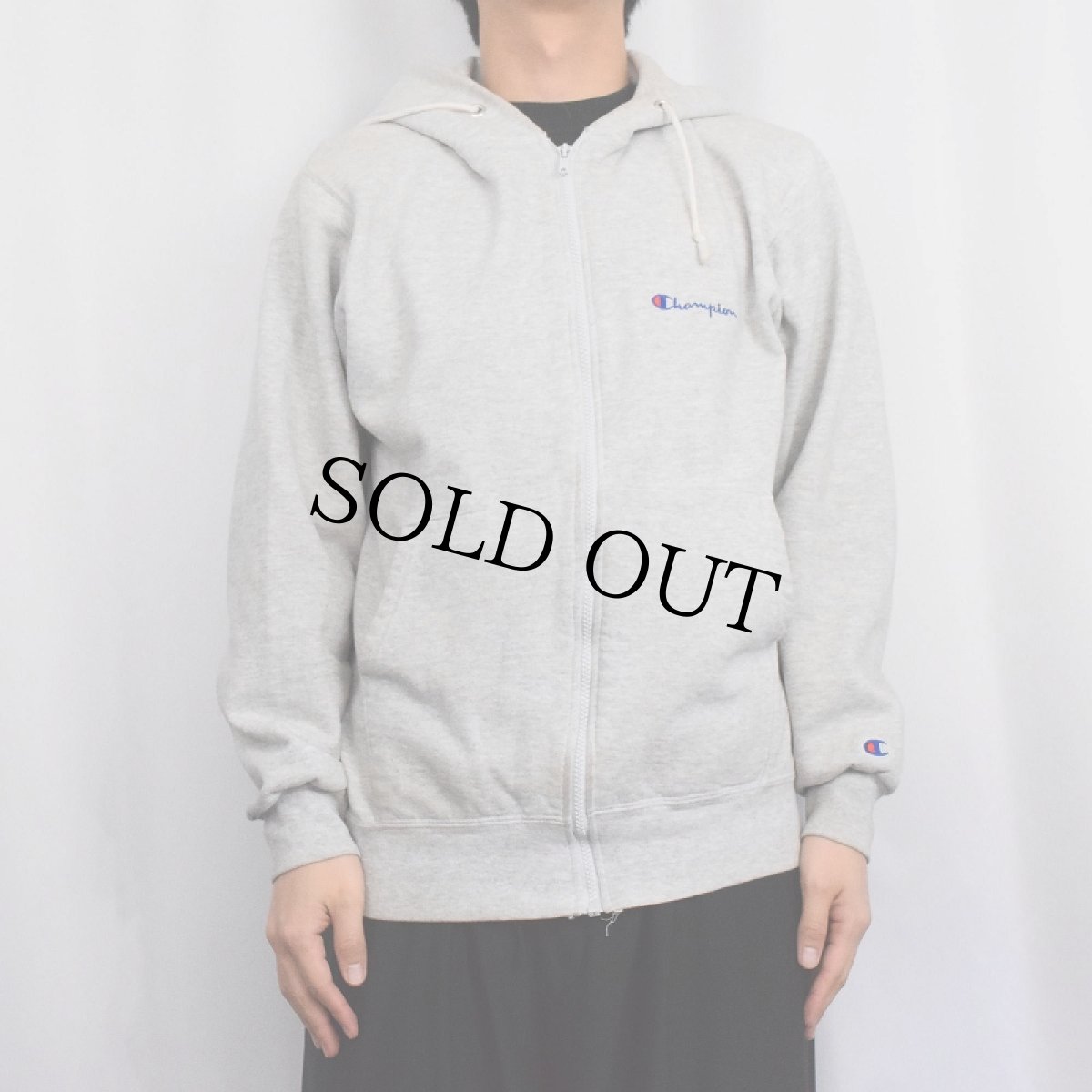 画像2: 80〜90's Champion USA製 青刺繍タグ 後期 スウェットジップパーカー M (2)