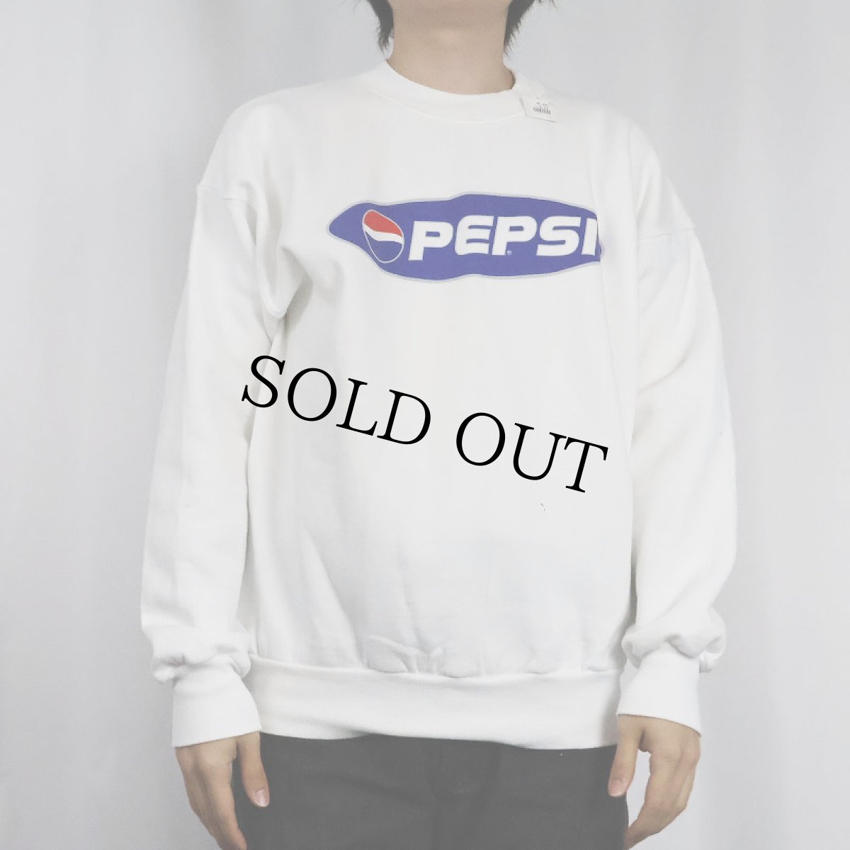 画像2: 2000's PEPSI 飲料メーカー ロゴプリントスウェット L (2)
