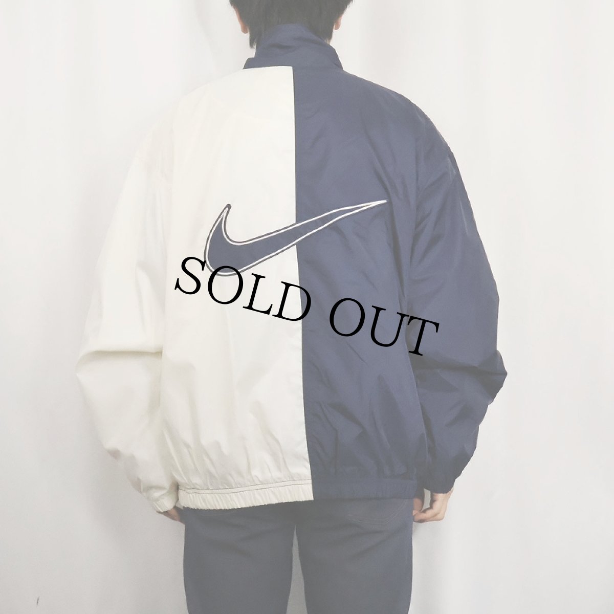 画像4: NIKE 2トーン ナイロンジャケット NAVY×WHITE L (4)