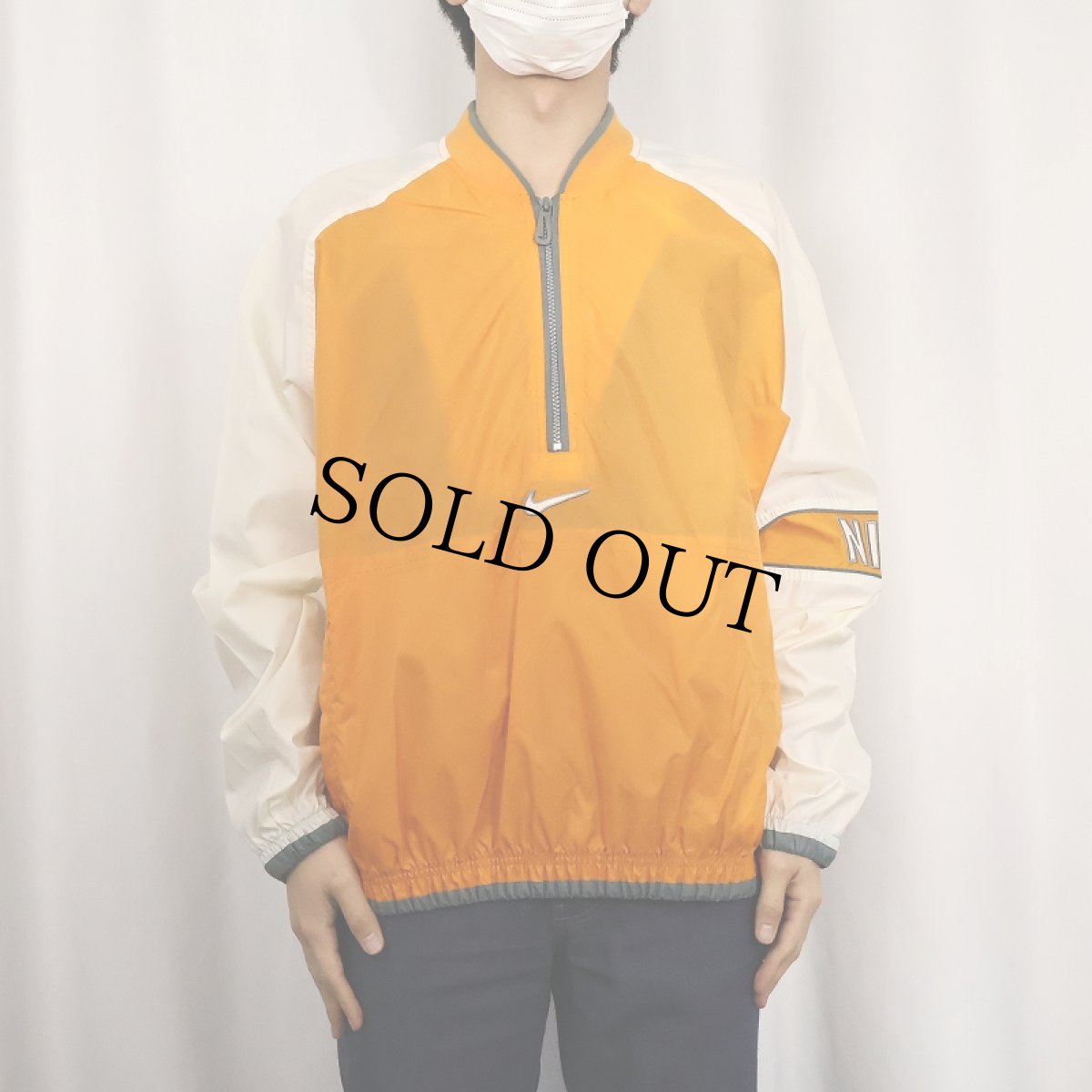 画像2: NIKE 切り替えデザイン ハーフジップナイロンジャケット M (2)