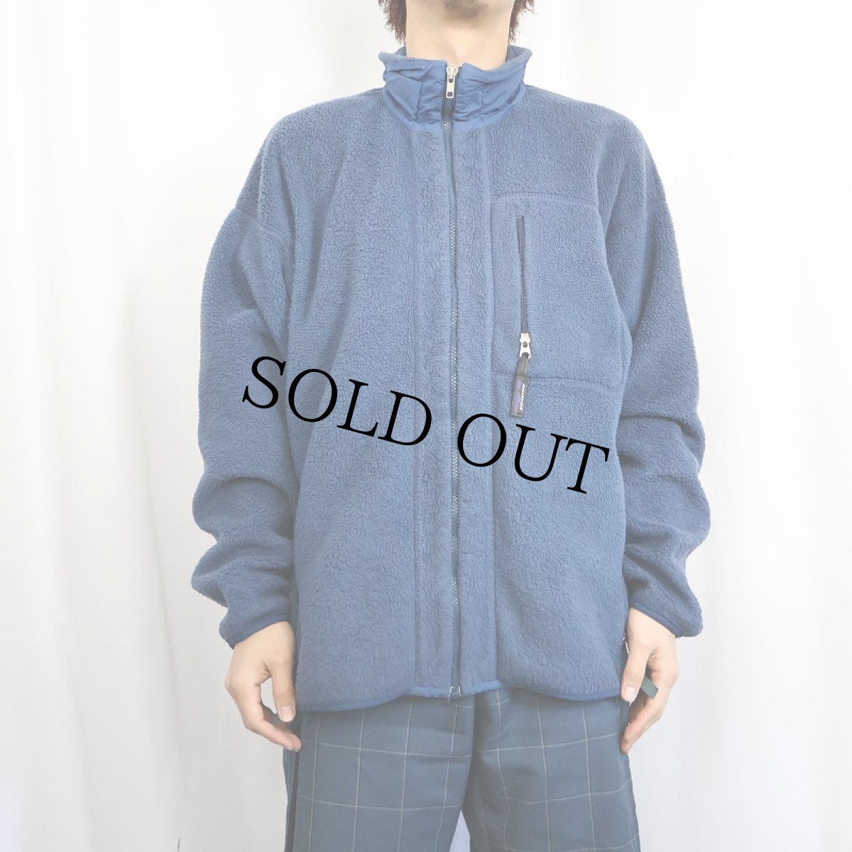 画像2: 90's patagonia 雪なしタグ USA製 フリースジップジャケット NAVY L (2)