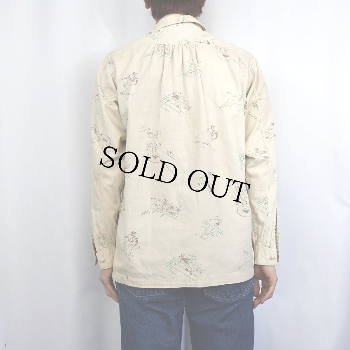 画像3: 40〜50's LION SPORTSWEAR スポーツ柄 コットンシャツ 14-14 1/2 (3)