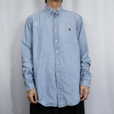 画像2: POLO Ralph Lauren "CLASSIC FIT" ボタンダウン シャンブレーシャツ L (2)