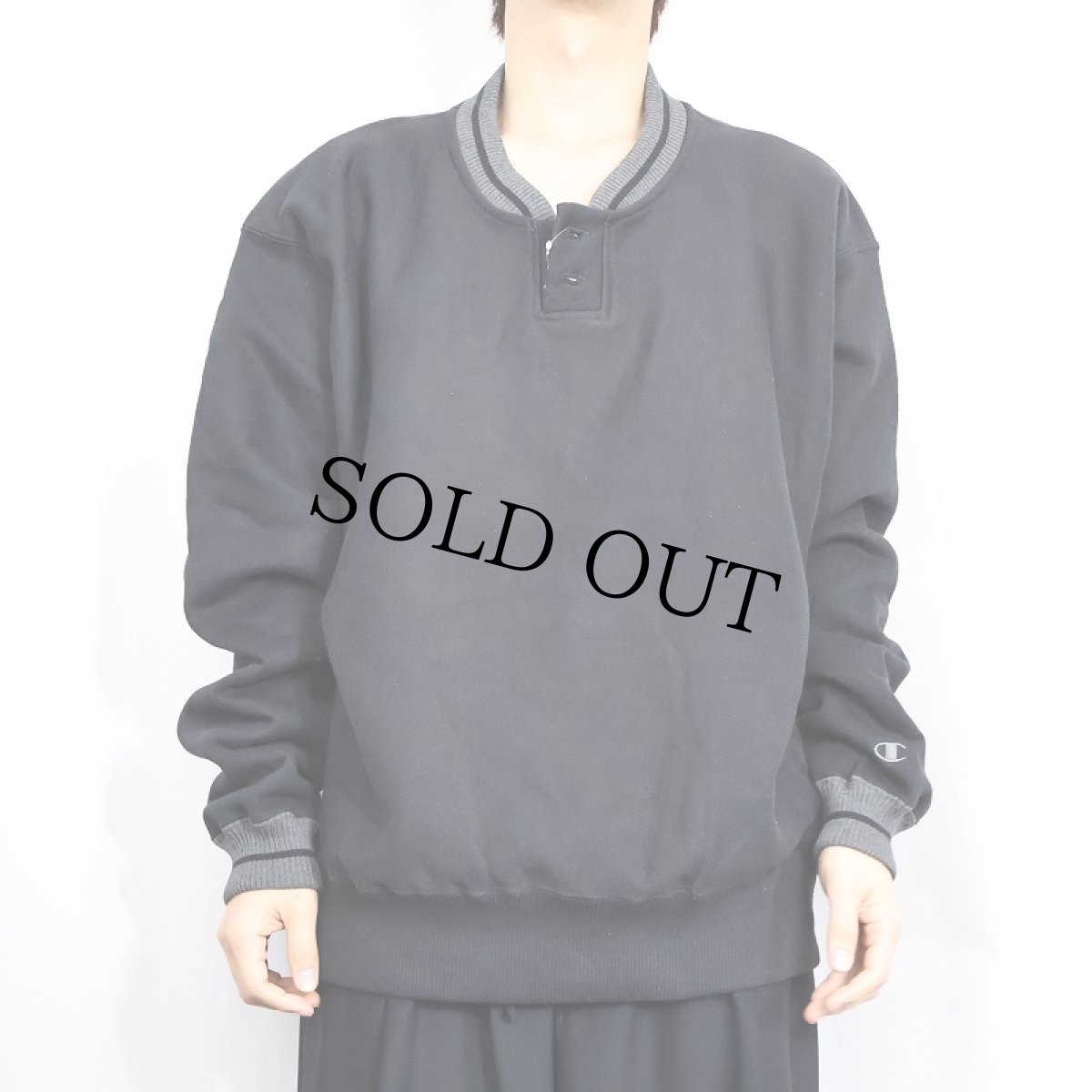 画像2: Champion REVERSE WEAVE ヘンリーネックスウェット BLACK L (2)