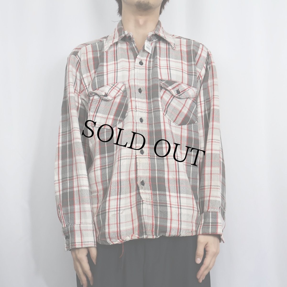 画像2: 80's JIM CATFISH HUNTER チェック柄 ヘビーネルシャツ (2)