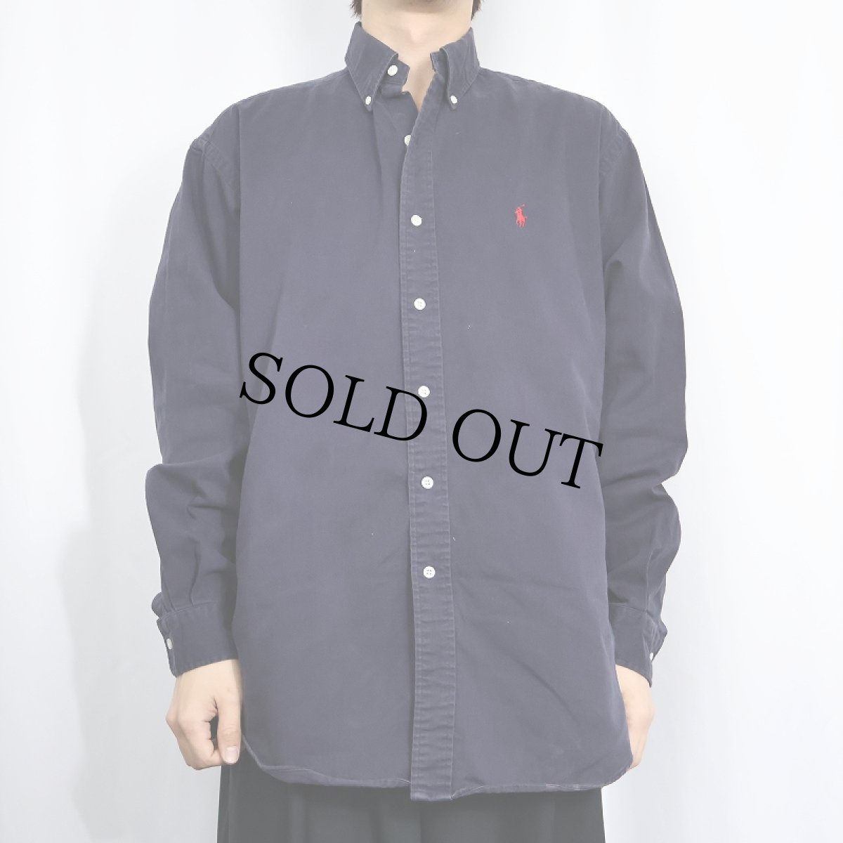 画像2: POLO Ralph Lauren "BLAIRE" コットンボタンダウンシャツ NAVY M (2)