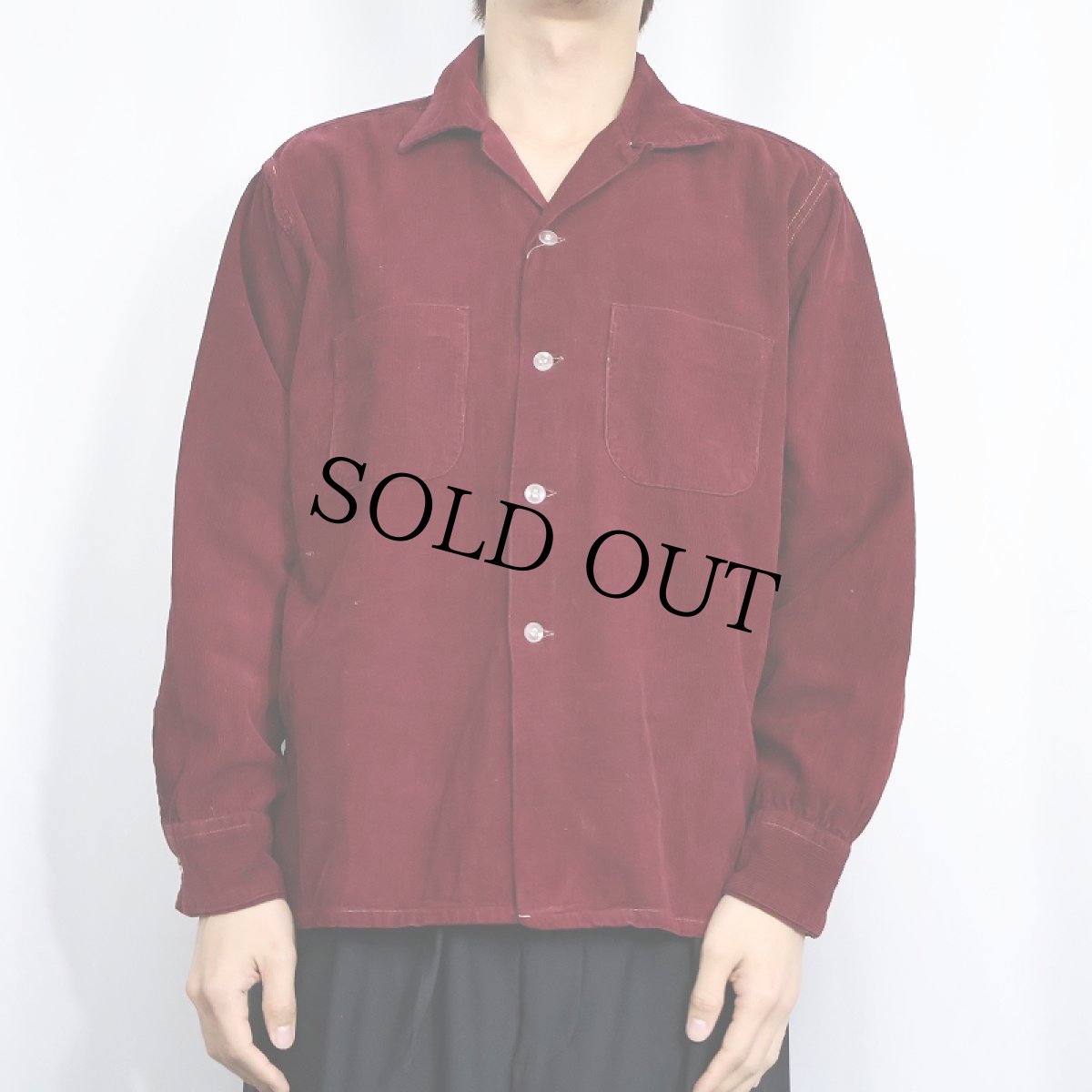 画像2: 60's CORDUROY BY WOODBURY USA製 コーデュロイオープンカラーシャツ L (2)