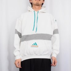 画像2: 90's adidas EQUIPMENT 切り替えデザインスウェットフーディ M (2)