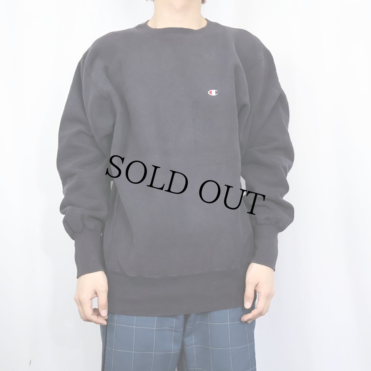 画像2: 90's Champion REVERSE WEAVE USA製 目付きスウェット BLACK L (2)