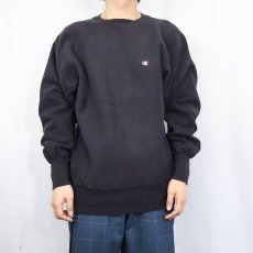 画像2: 90's Champion REVERSE WEAVE USA製 目付きスウェット BLACK L (2)