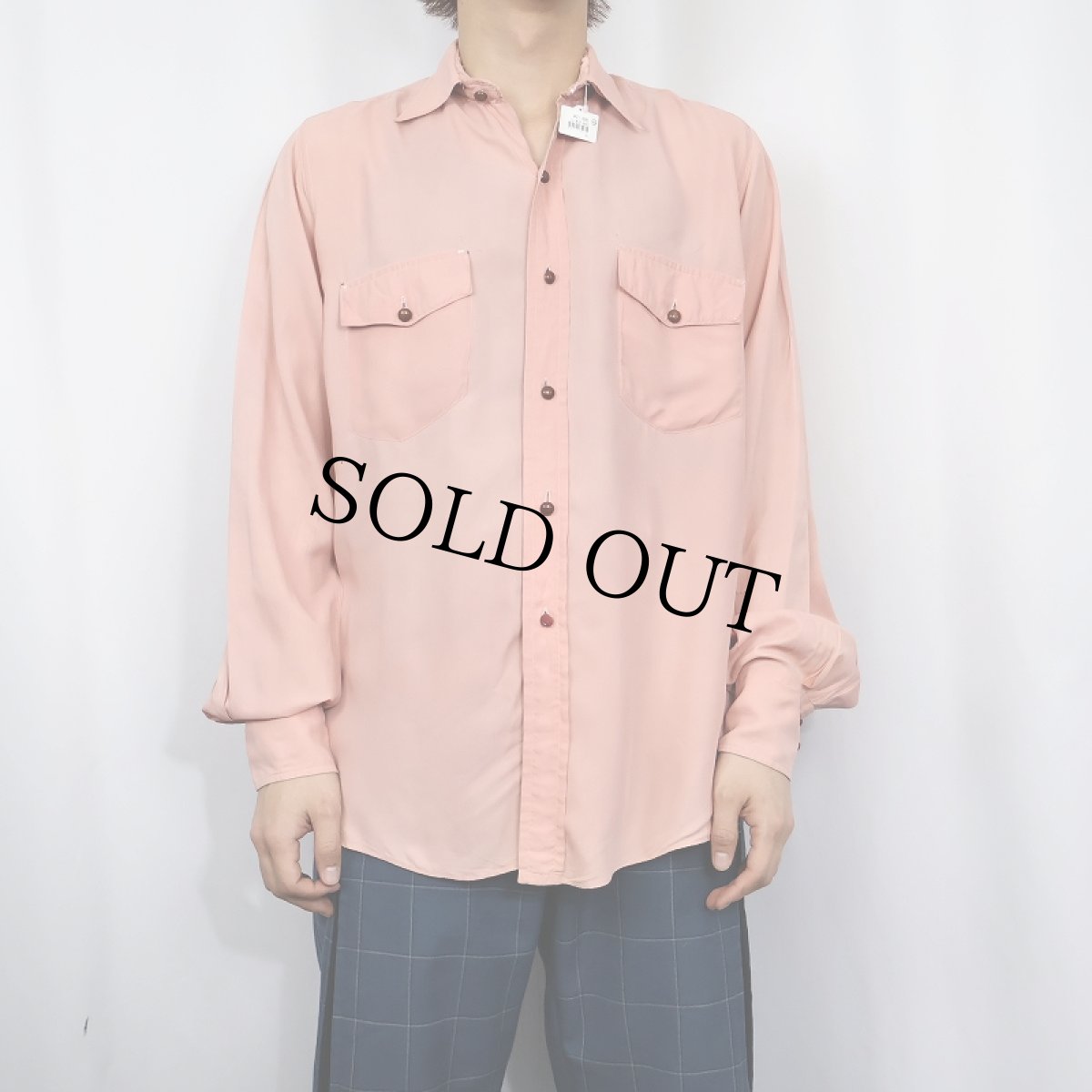 画像2: 40's Caliente マチ付き レーヨンシャツ (2)