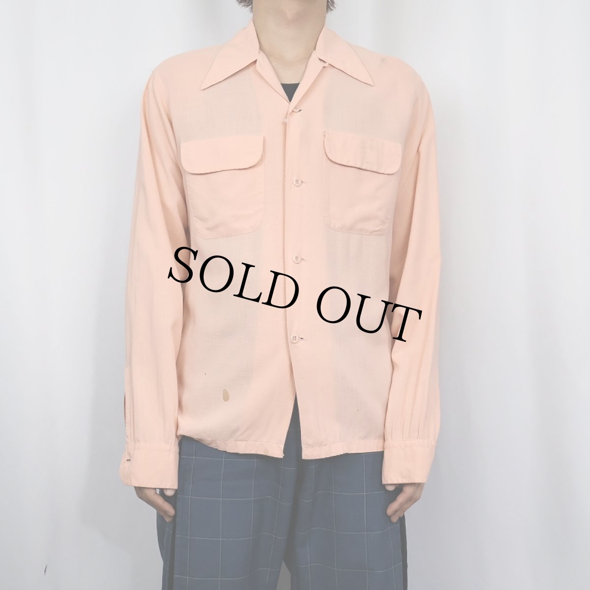 画像2: 40's ARROW USA製 レーヨンオープンカラーシャツ 15-15 1/2 (2)