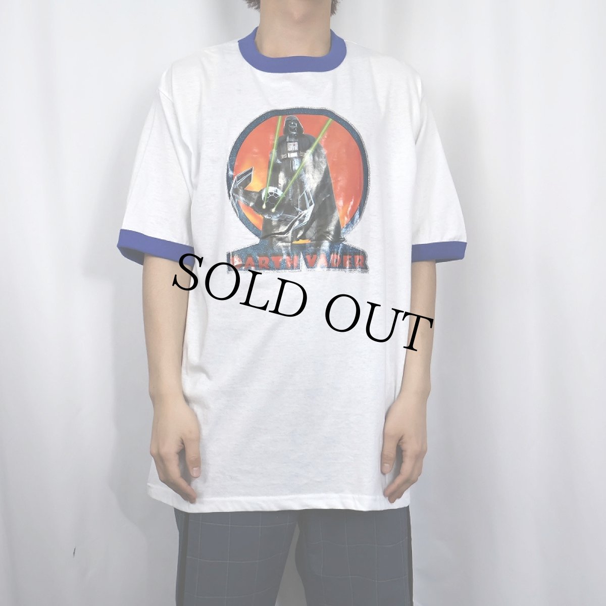 画像2: 90's STAR WARS USA製 "DARTH VADER" キャラクタープリントリンガーTシャツ DEADSTOCK XL (2)