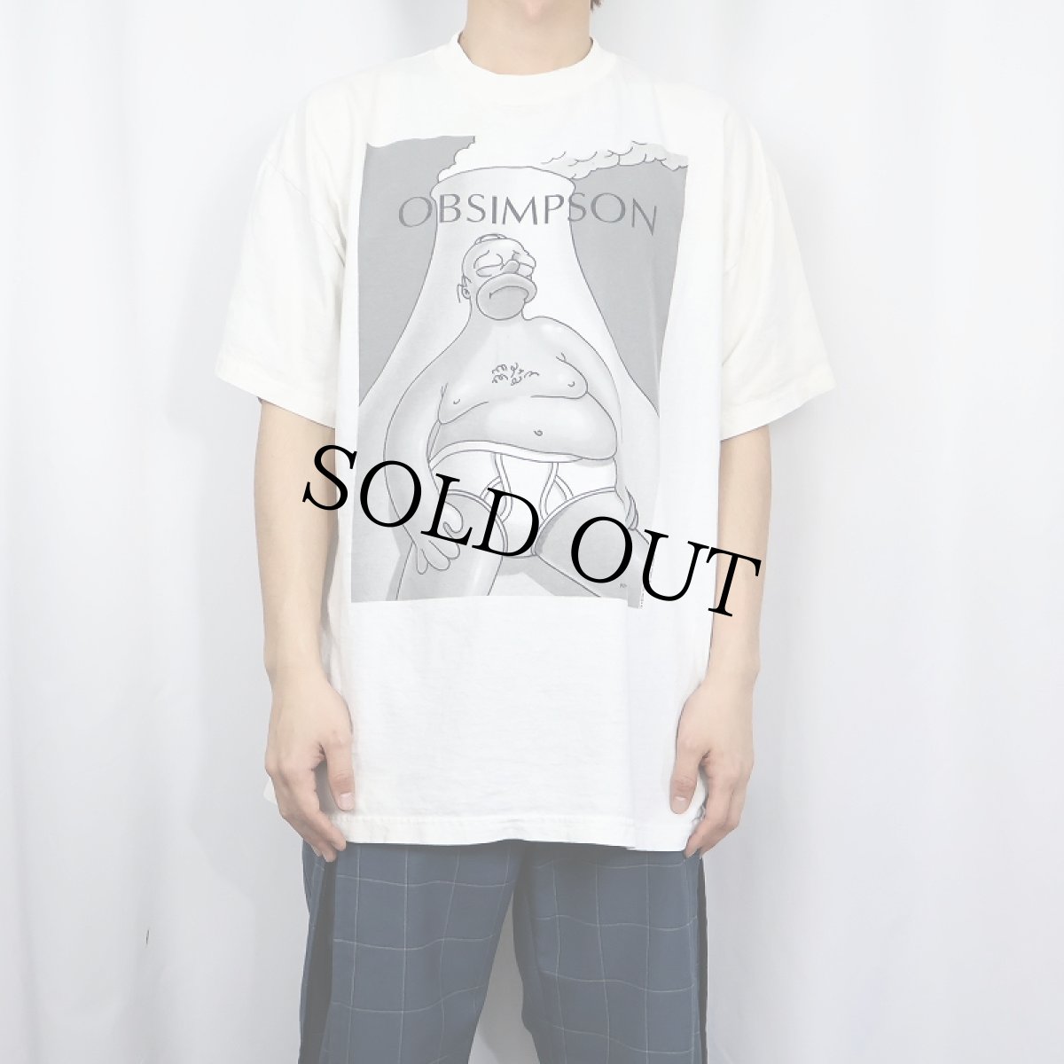画像2: 90's THE SIMPSONS USA製 "OBSIMPSON" キャラクターパロディプリントTシャツ XL (2)