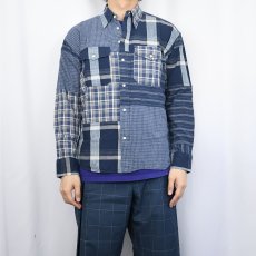 画像2: LAUREN RALPH LAUREN BLACK LABEL パッチワークシャツ M (2)
