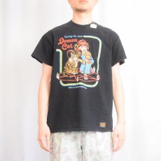 画像2: Steven Rhodes "Demon Cat" イラストプリントTシャツ BLACK M (2)
