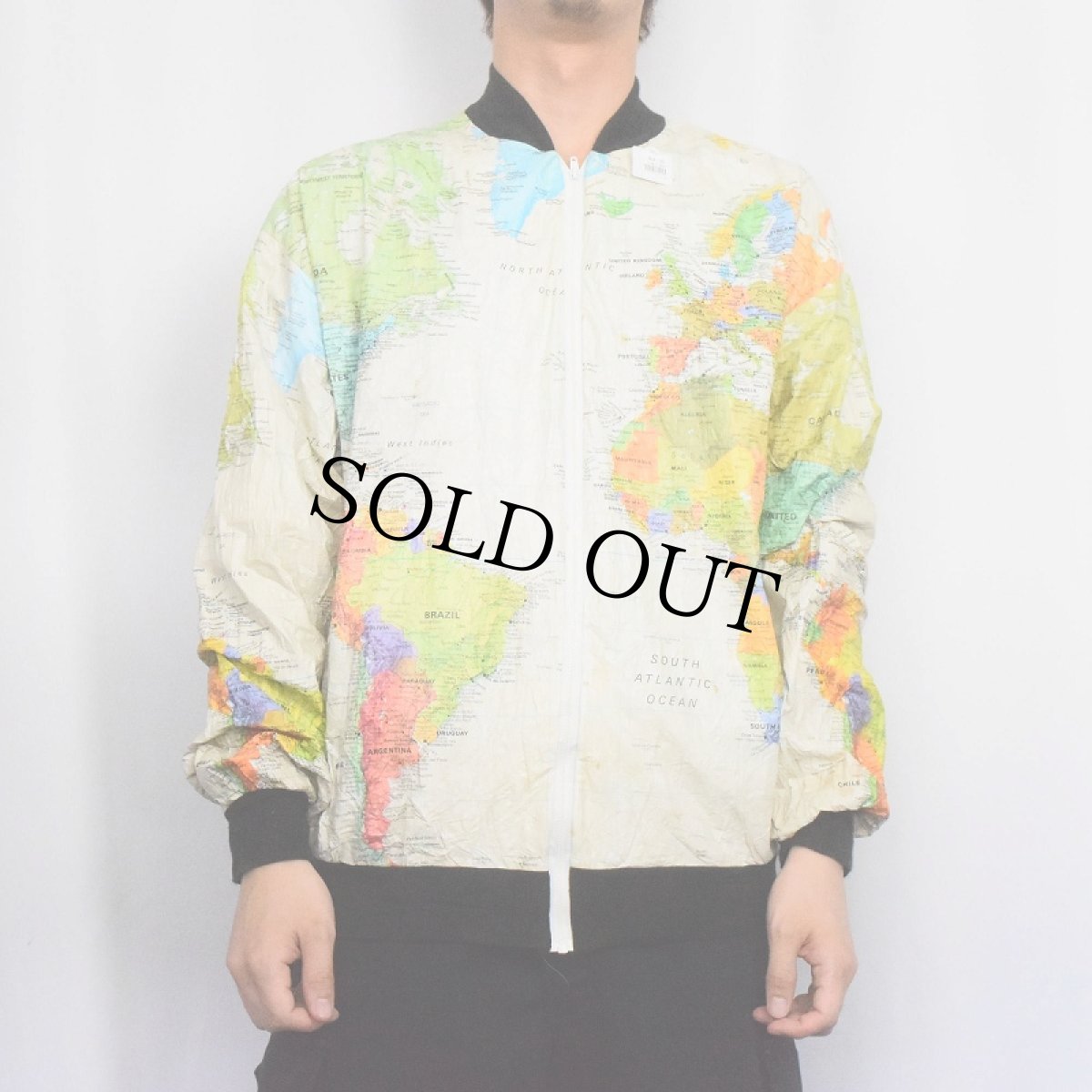 画像2: 80's WEARIN THE WORLD マップ柄 ペーパージャケット L (2)