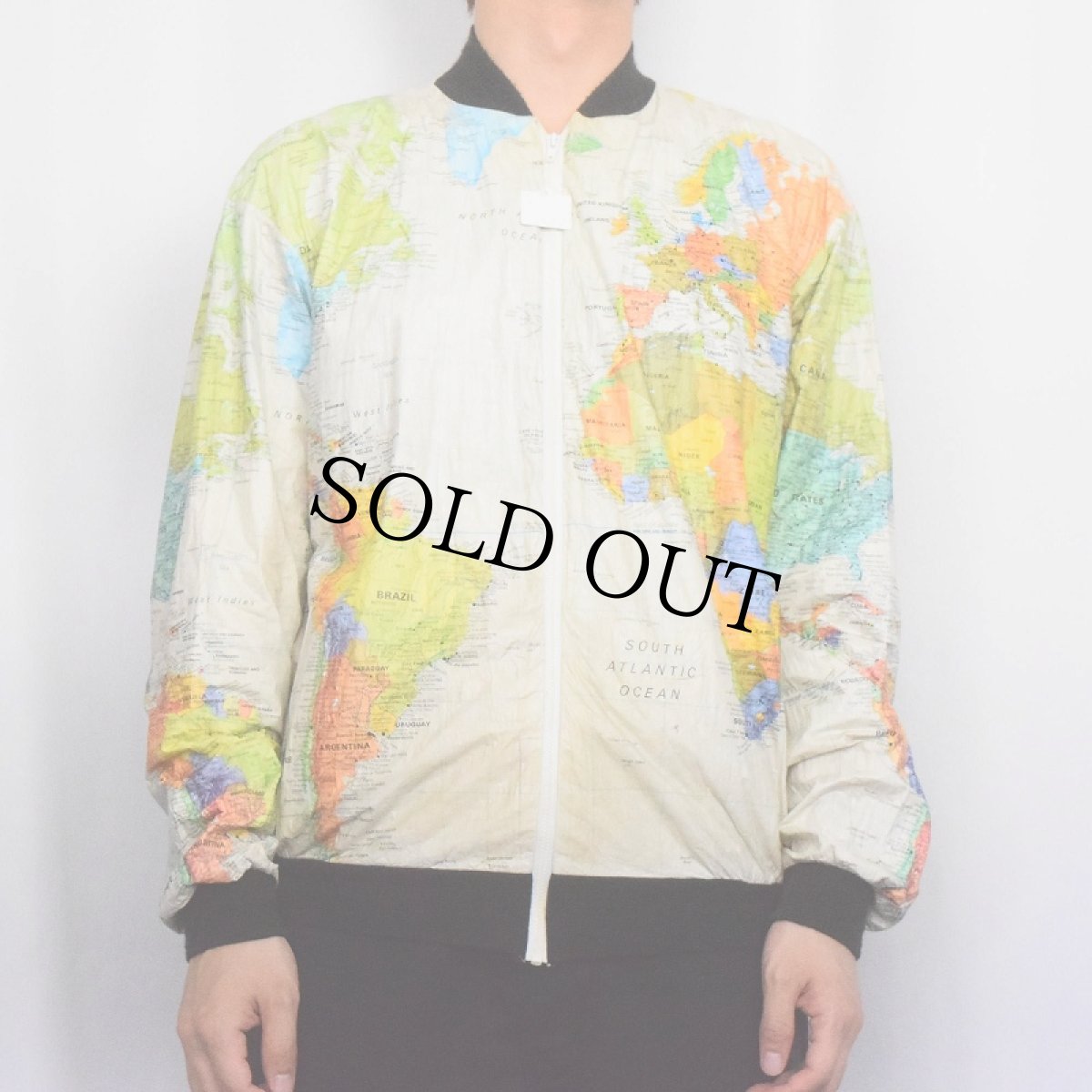 画像2: 80's WEARIN THE WORLD マップ柄 ペーパージャケット M (2)