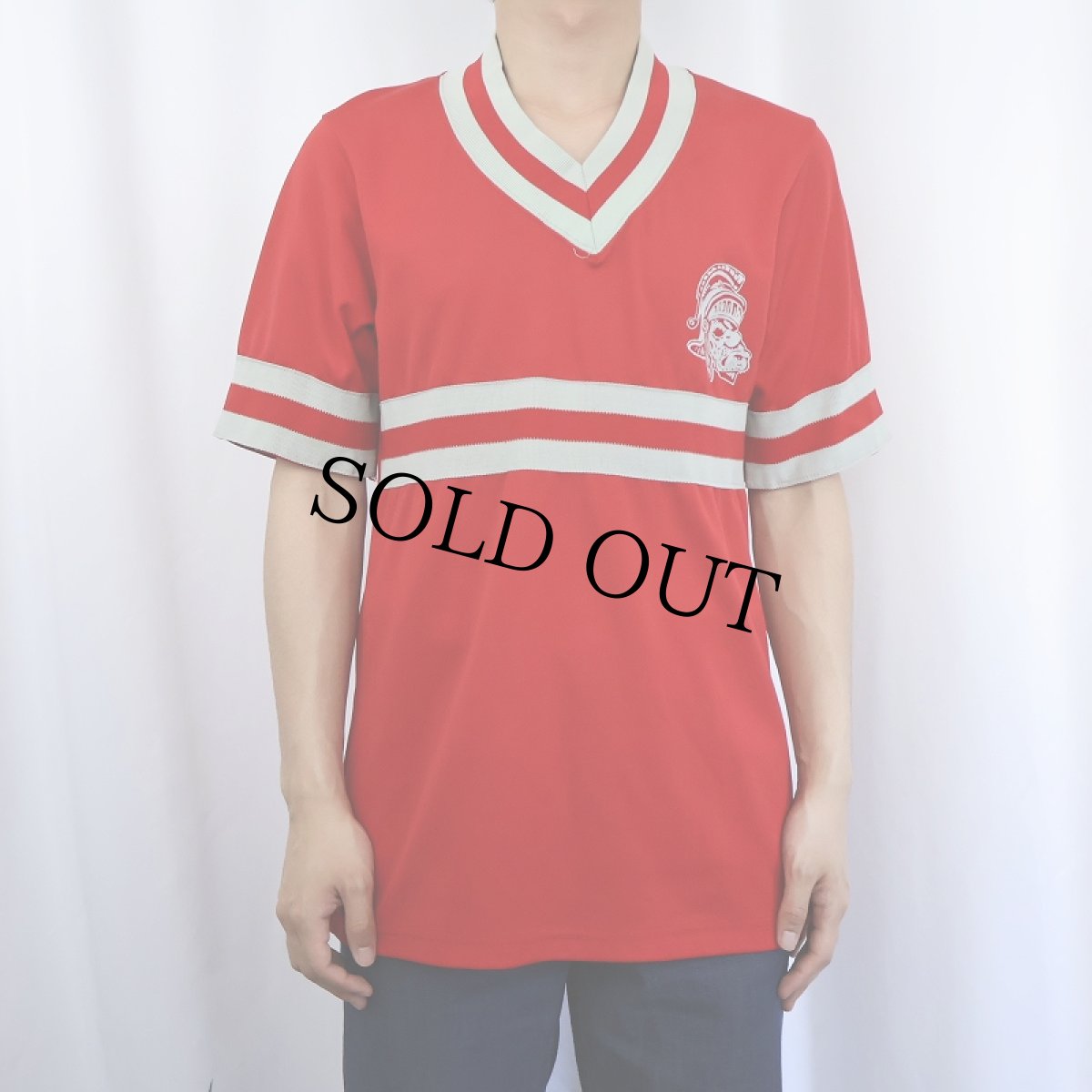 画像3: 80's Champion トリコタグ USA製 "SPARTANS" ナイロンフットボールTシャツ M (3)