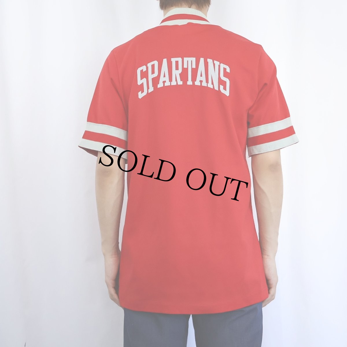 画像4: 80's Champion トリコタグ USA製 "SPARTANS" ナイロンフットボールTシャツ M (4)