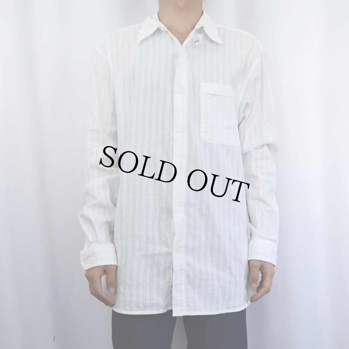 画像2: THE TERRITORY AHEAD 柄織り コットンシャツ L (2)