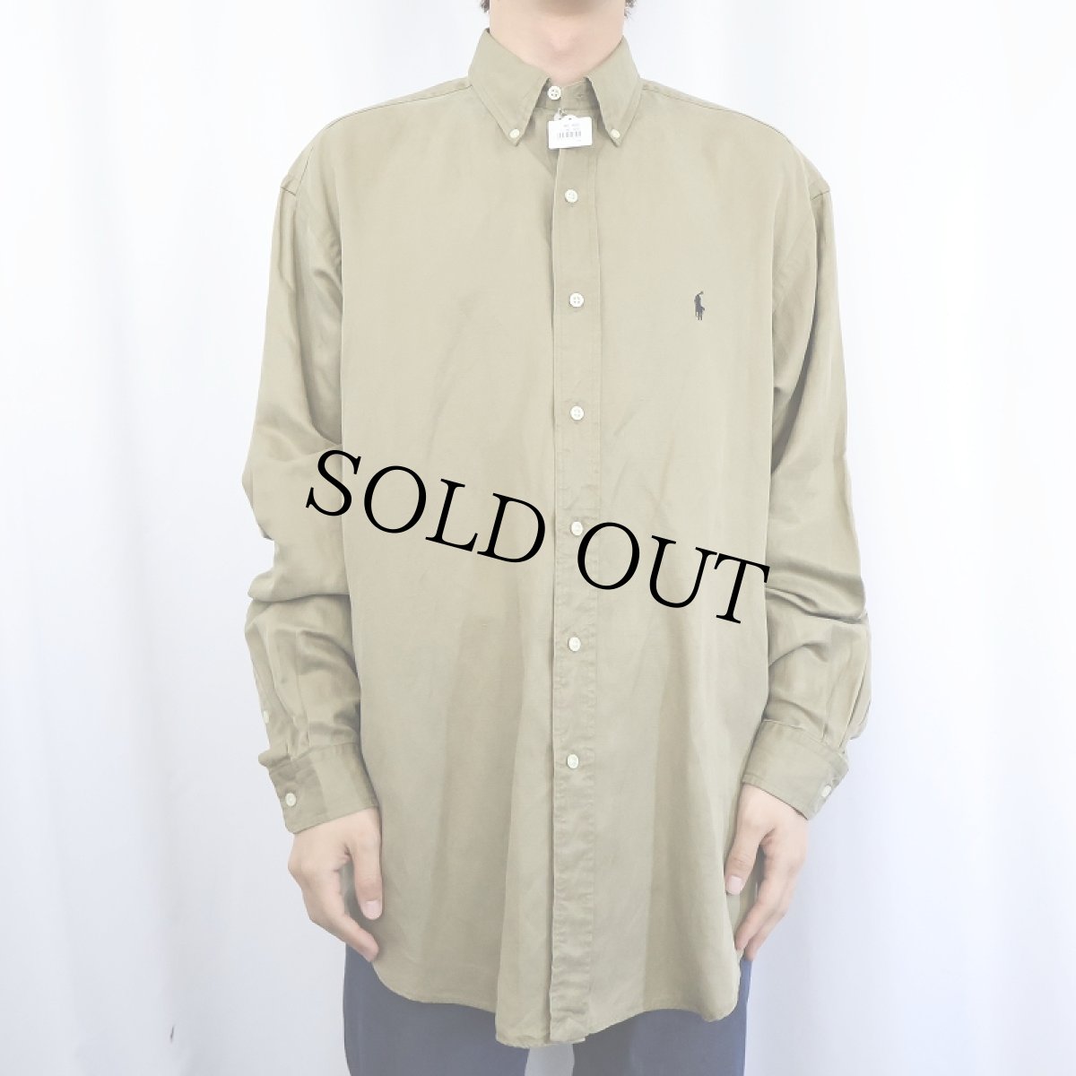 画像2: Ralph Lauren "BLAKE" シルク×リネン ボタンダウンシャツ M (2)