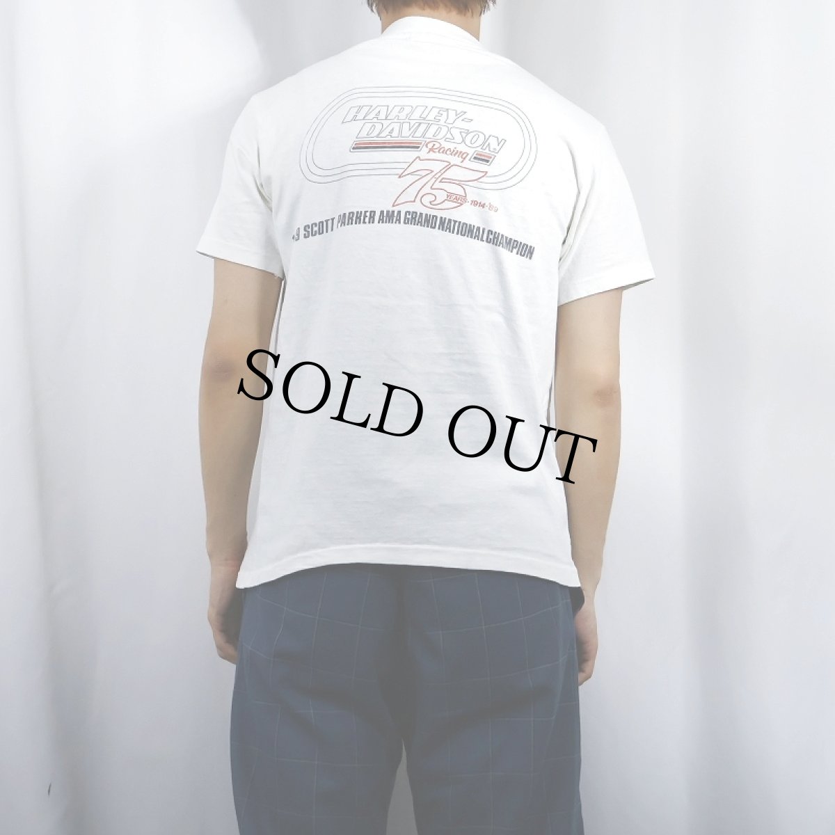 画像4: 80's HARLEY-DAVIDSON USA製 "75 YEARS" バイクプリントTシャツ M (4)
