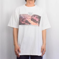 画像2: 90's Michelangelo アダムの創造 USA製 "Pull my finger." パロディプリントTシャツ XL (2)