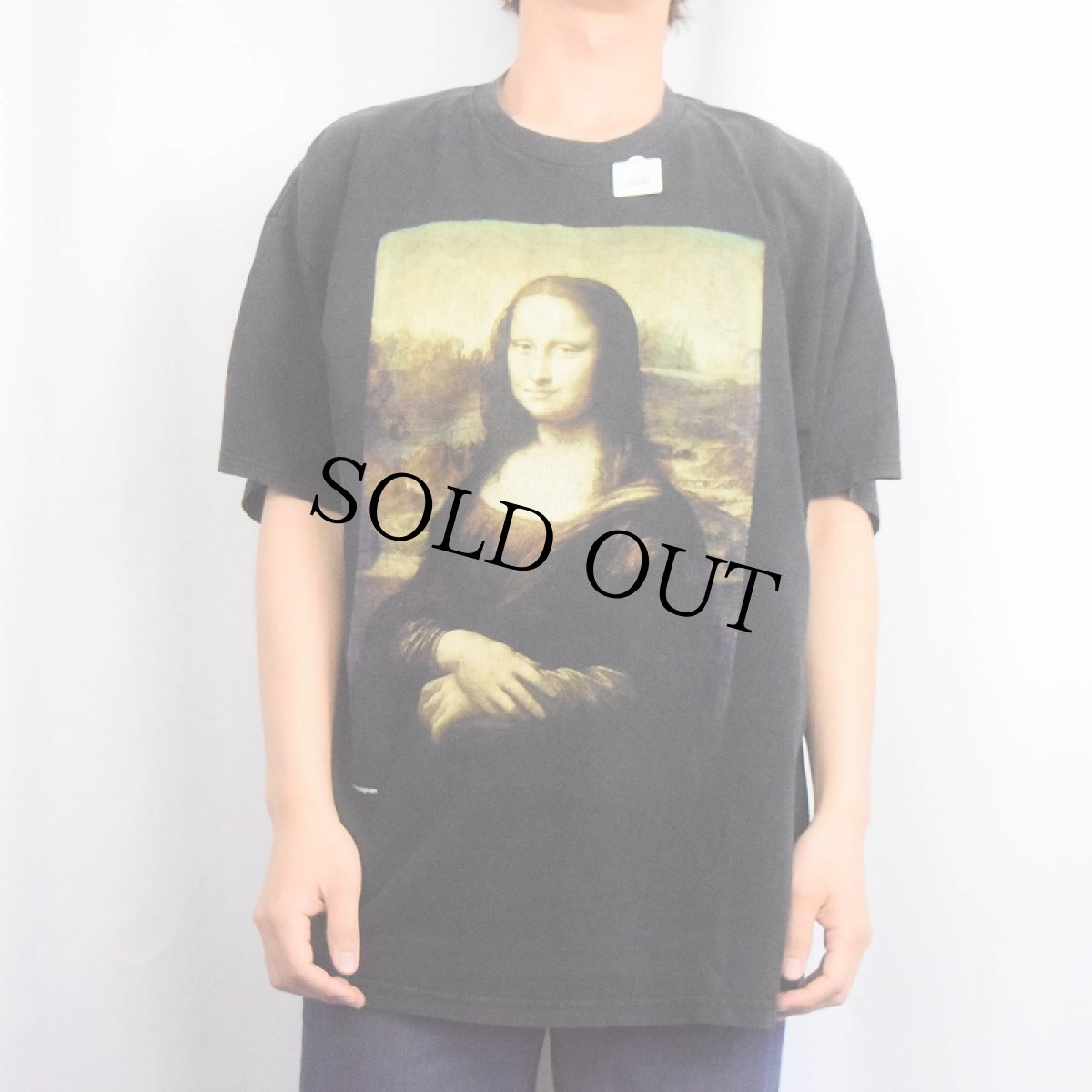 画像2: LEONARDO DA VINCI "Mona Lisa" アートプリントTシャツ BLACK XL (2)