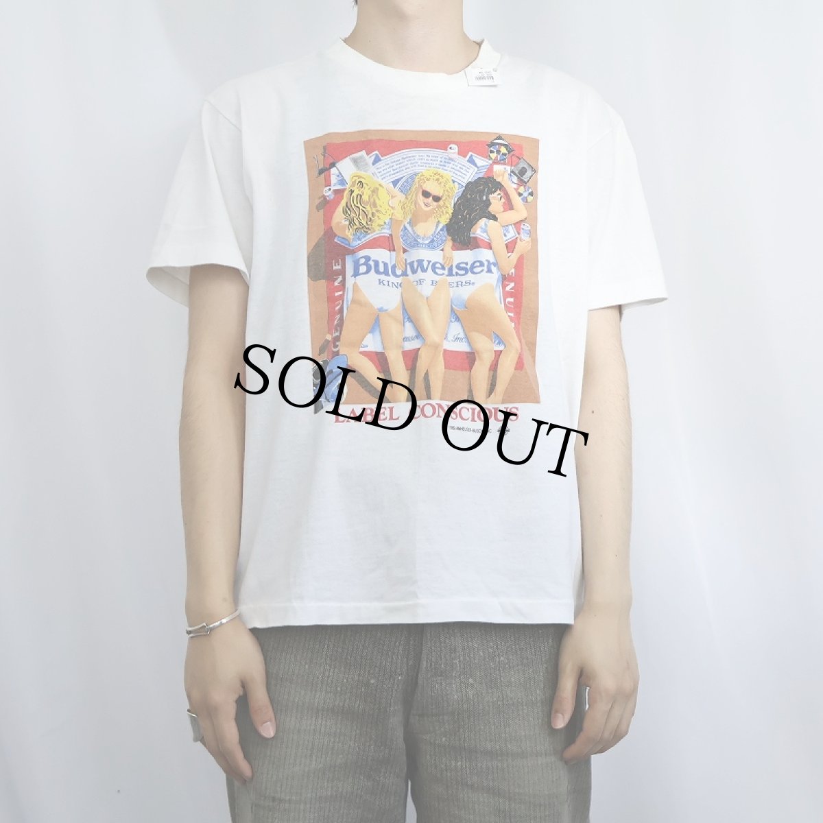 画像2: 80's Budweiser USA製 "LABEL CONCIOUS" ビールメーカープリントTシャツ L (2)