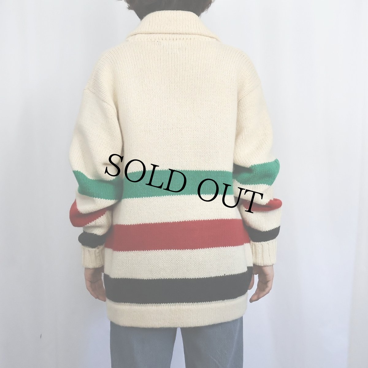 画像4: POLO Ralph Lauren マルチボーダー柄 ショールカラー ウールニットカーディガン XL (4)