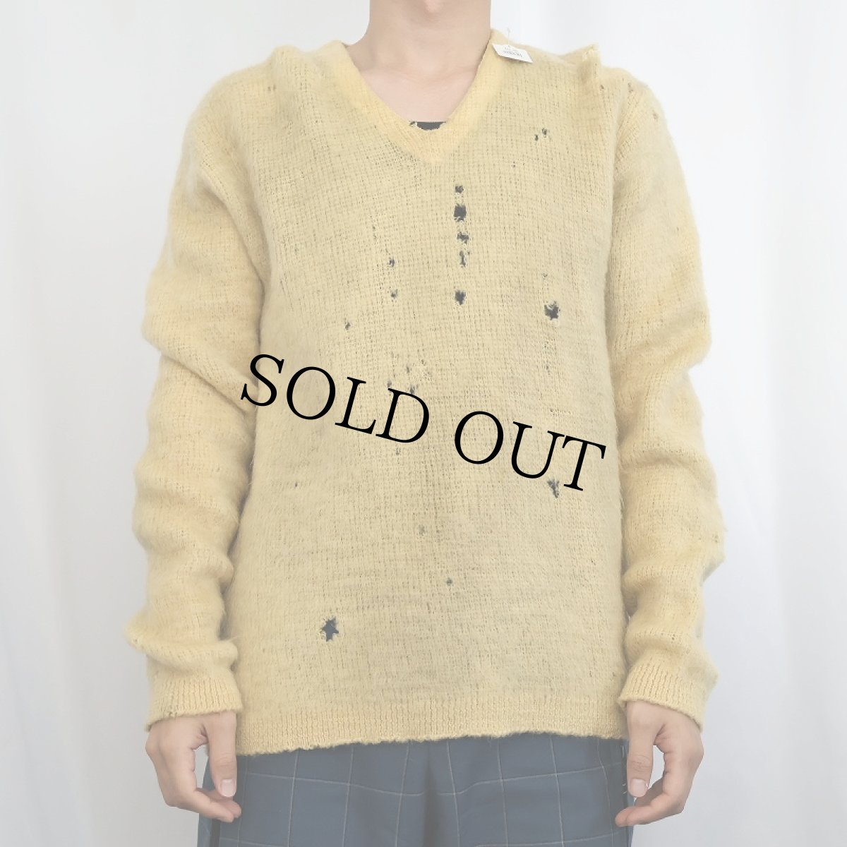 画像2: 60's Archdale SPORTSWEAR ウール×モヘア Vネックニットセーター L (2)