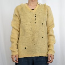 画像2: 60's Archdale SPORTSWEAR ウール×モヘア Vネックニットセーター L (2)