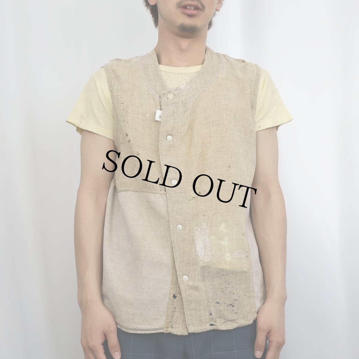 画像2: 〜40's FRENCH ウールファーマーズベスト (2)