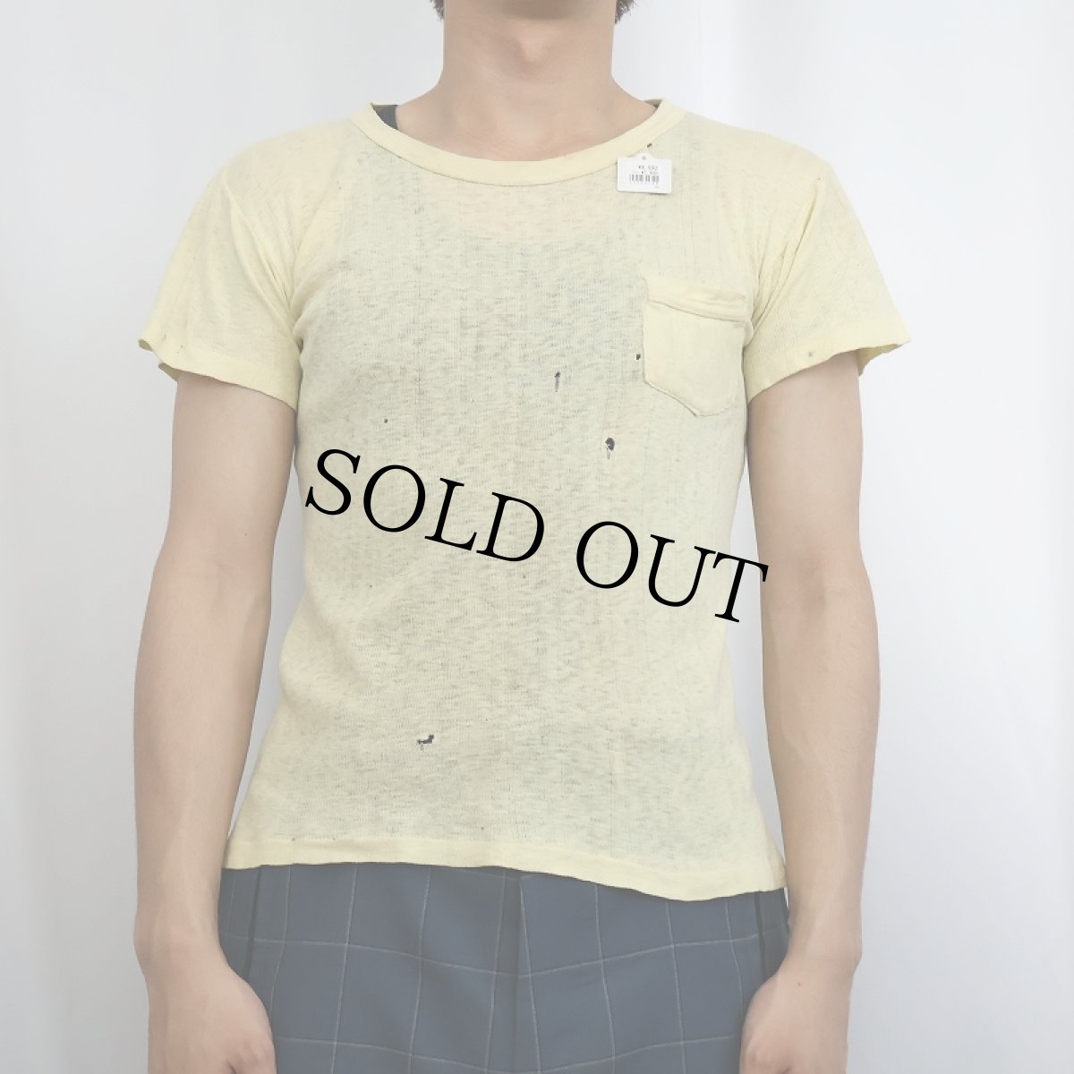 画像2: 40〜50's DIX KNIT "針抜き" ポケットTシャツ S (2)