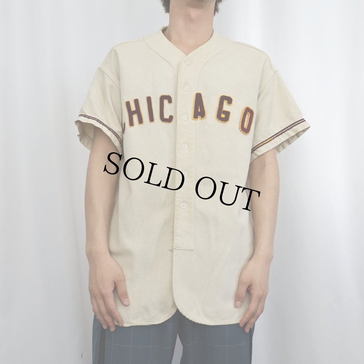 画像2: 50〜60's FENTON'S "GENUINE DIDGE DAVIS FLANNEL" ウールベースボールシャツ (2)