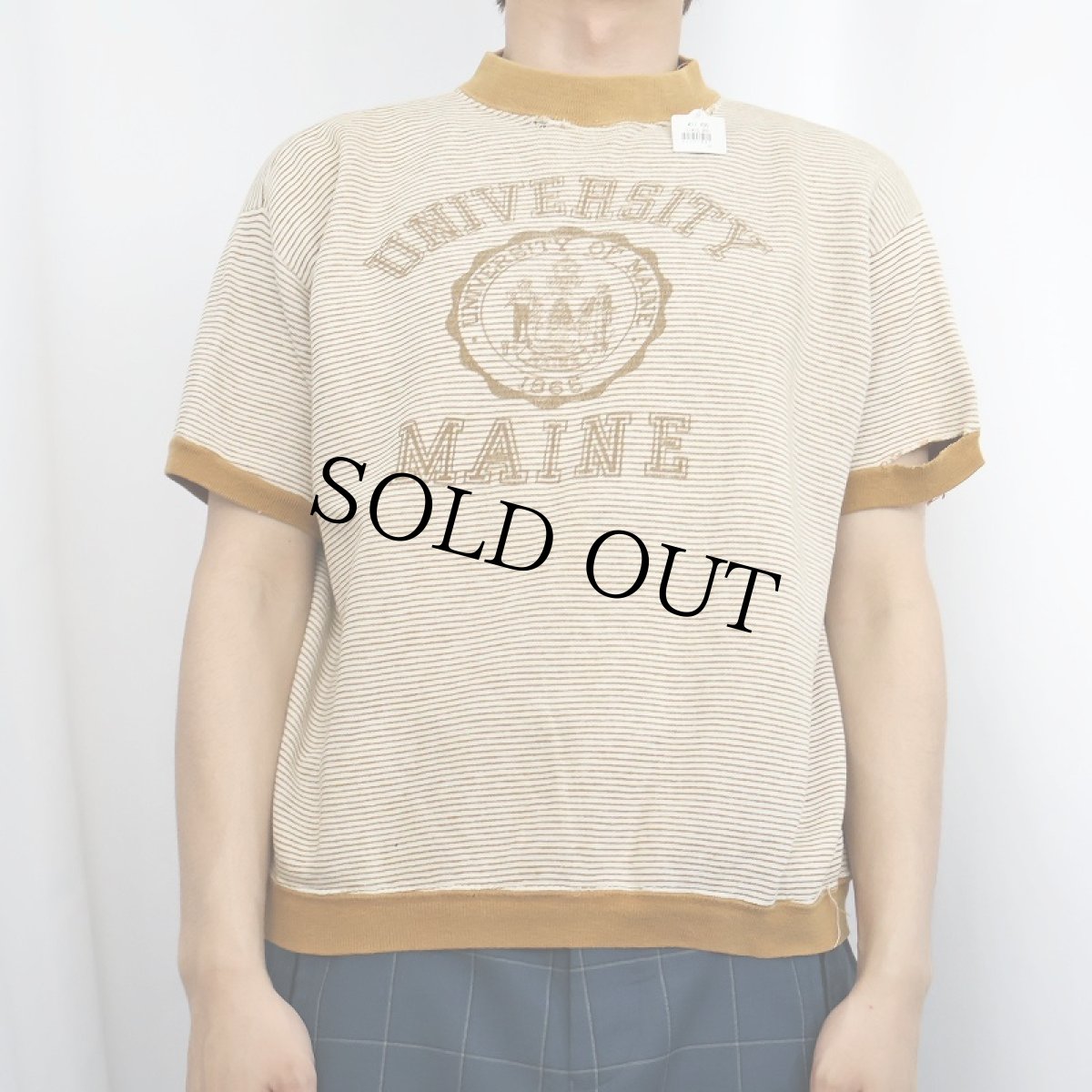 画像2: 60's "UNIVERSITY MAINE" ボーダー柄 プリント半袖スウェット (2)