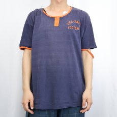 画像2: 60's Champion "LEE-DAVIS FOOTBALL" プリントリンガーTシャツ NAVY XL (2)