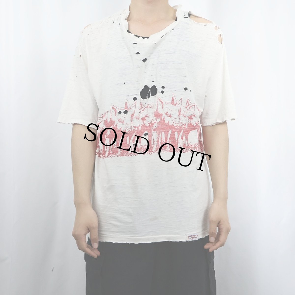 画像2: 90's Crazy Shirts USA製 豚イラスト 巻きプリントTシャツ L (2)