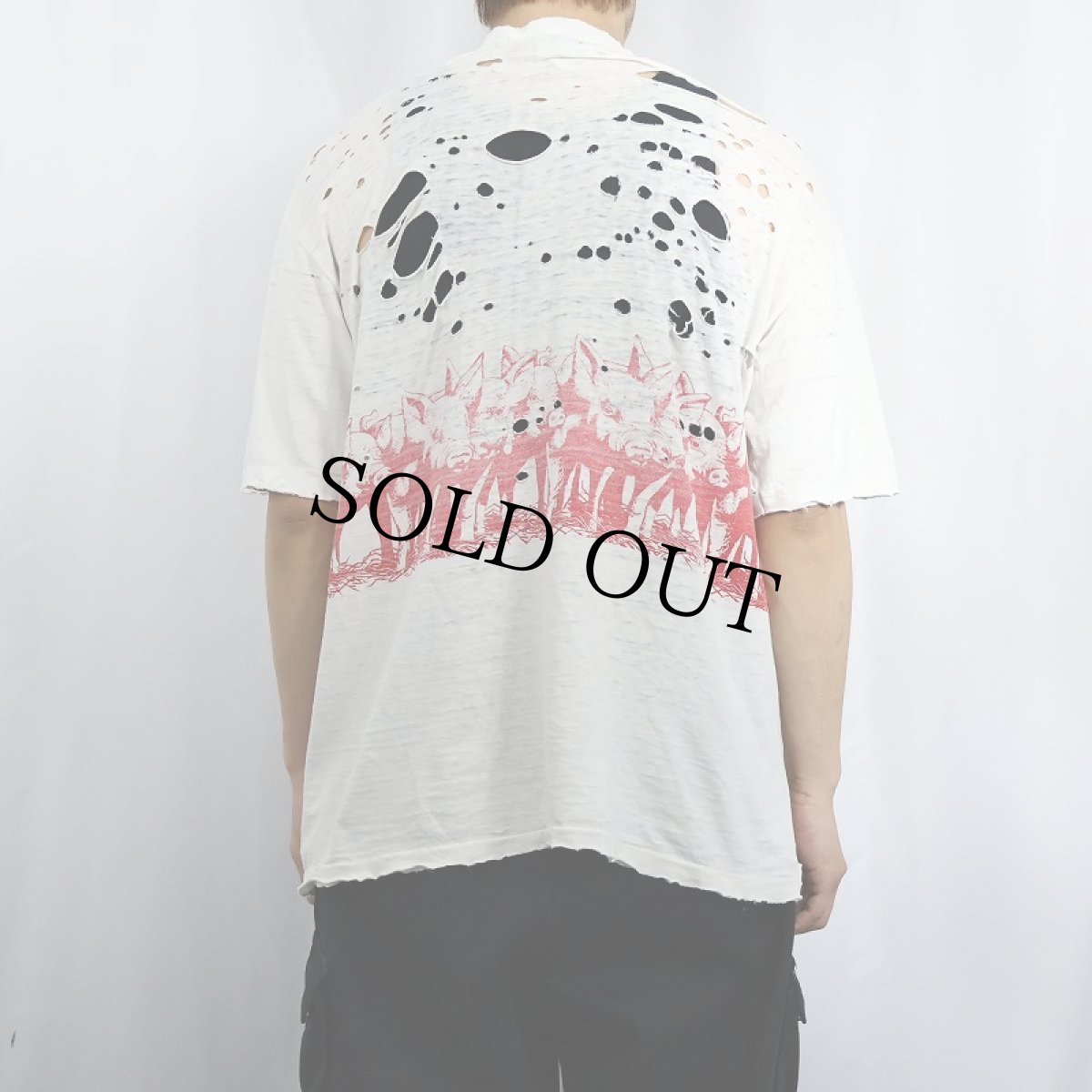 画像3: 90's Crazy Shirts USA製 豚イラスト 巻きプリントTシャツ L (3)