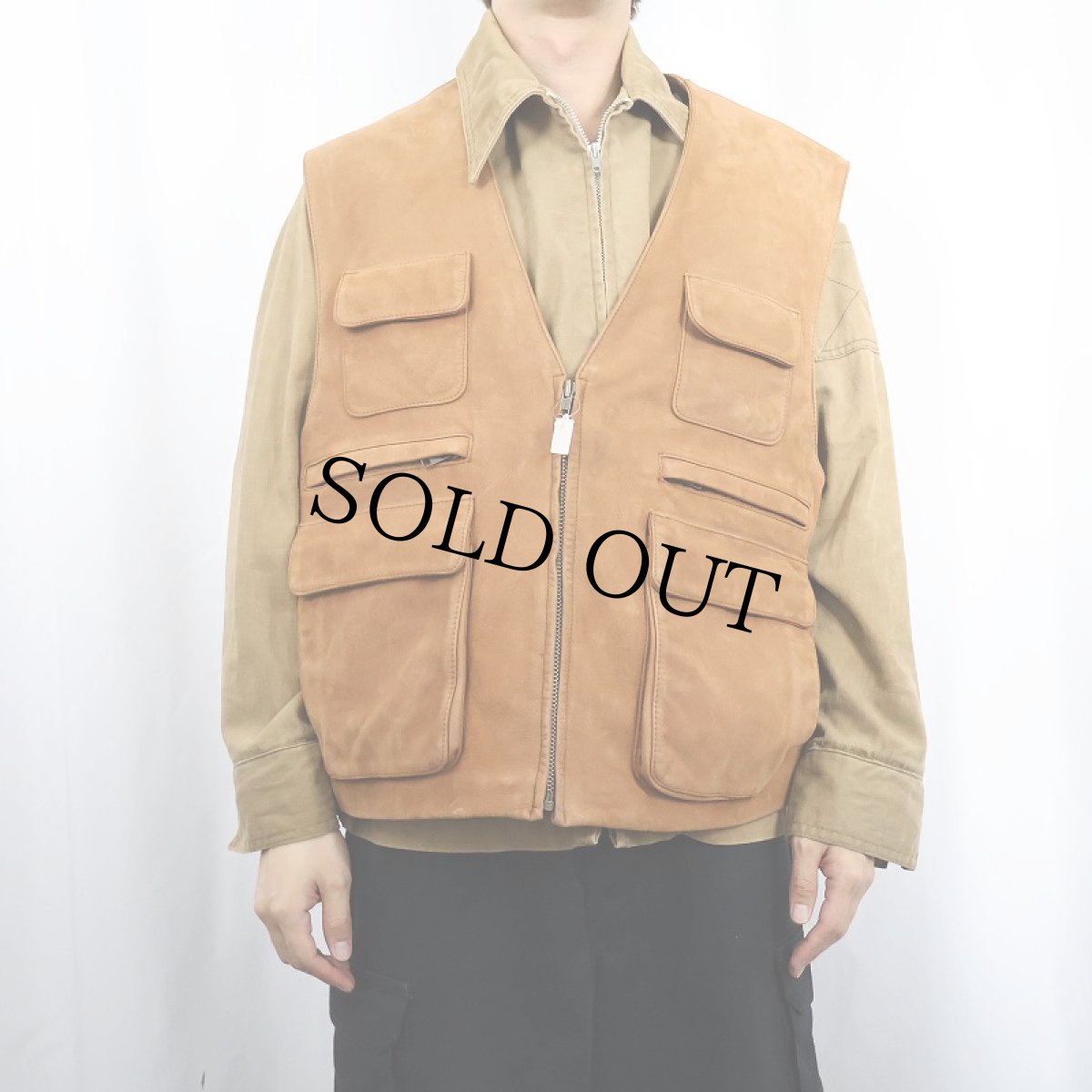 画像2: 90's ORVIS USA製 レザーハンティングベスト XL (2)