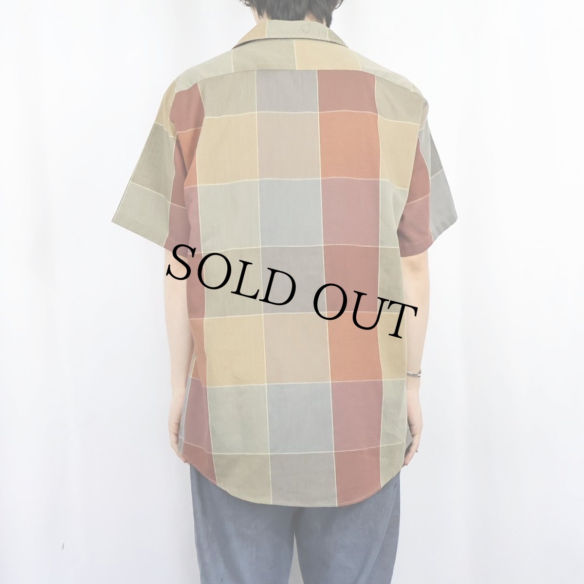 画像3: 70's Sears "PERMA PREST" チェック柄 ポリエステル オープンカラーシャツ L (3)